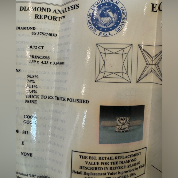 .72 carat princess cut - Picture 4 of 5